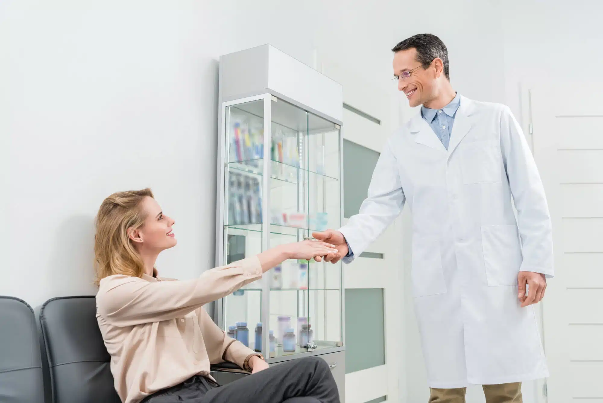 Patient preparing for snore guard from dentist